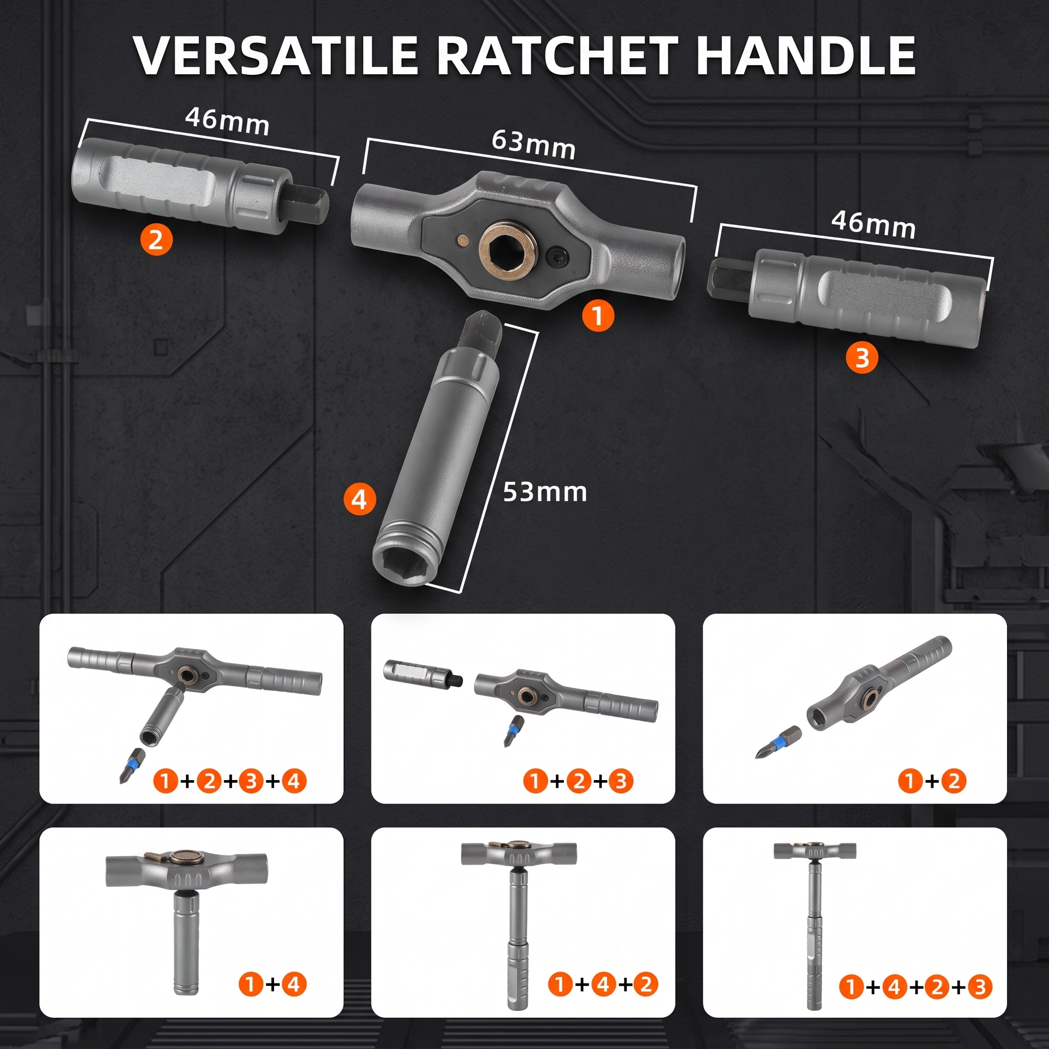 Cross-border Multifunctional Ratchet Screwdriver Set Magnetic 42-in-1 66-in-1 Repair Tool 1301 New Handle STL-SG2129 S2 Alloy image 3