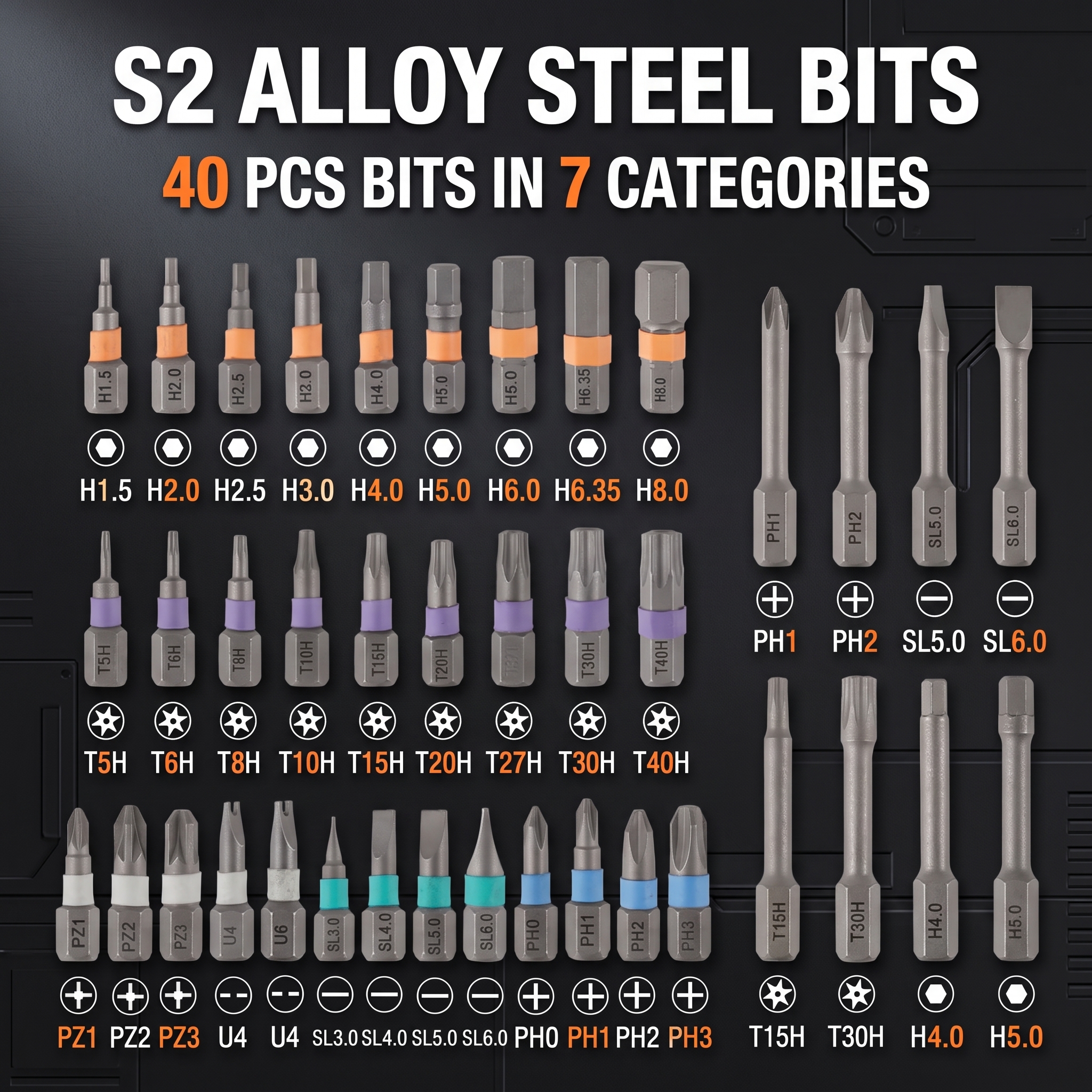 Cross-border Multifunctional Ratchet Screwdriver Set Magnetic 42-in-1 66-in-1 Repair Tool 1301 New Handle STL-SG2129 S2 Alloy image 5