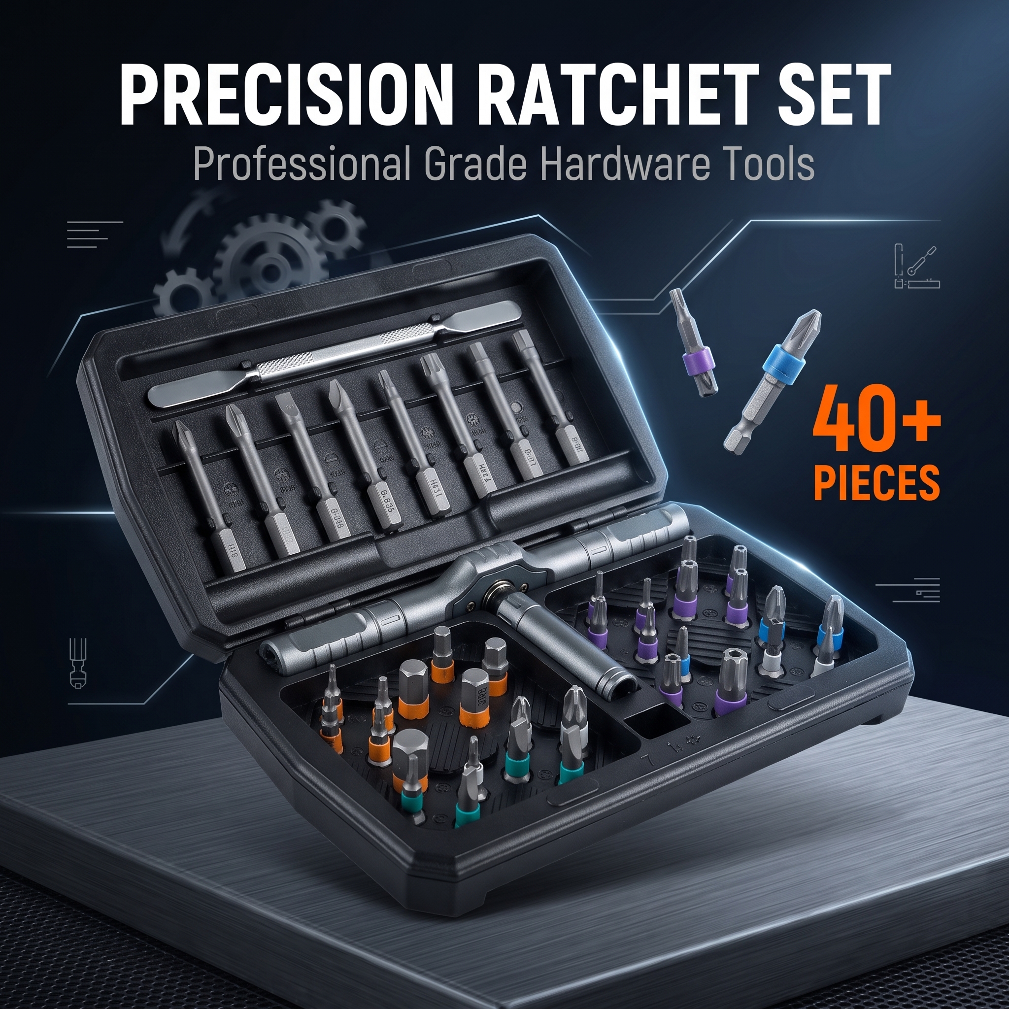 Cross-border Multifunctional Ratchet Screwdriver Set Magnetic 42-in-1 66-in-1 Repair Tool 1301 New Handle STL-SG2129 S2 Alloy image 6