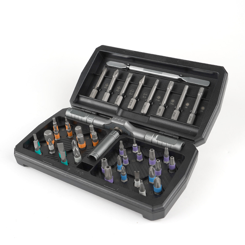 Cross-border Multifunctional Ratchet Screwdriver Set Magnetic 42-in-1 66-in-1 Repair Tool 1301 New Handle STL-SG2129 S2 Alloy
