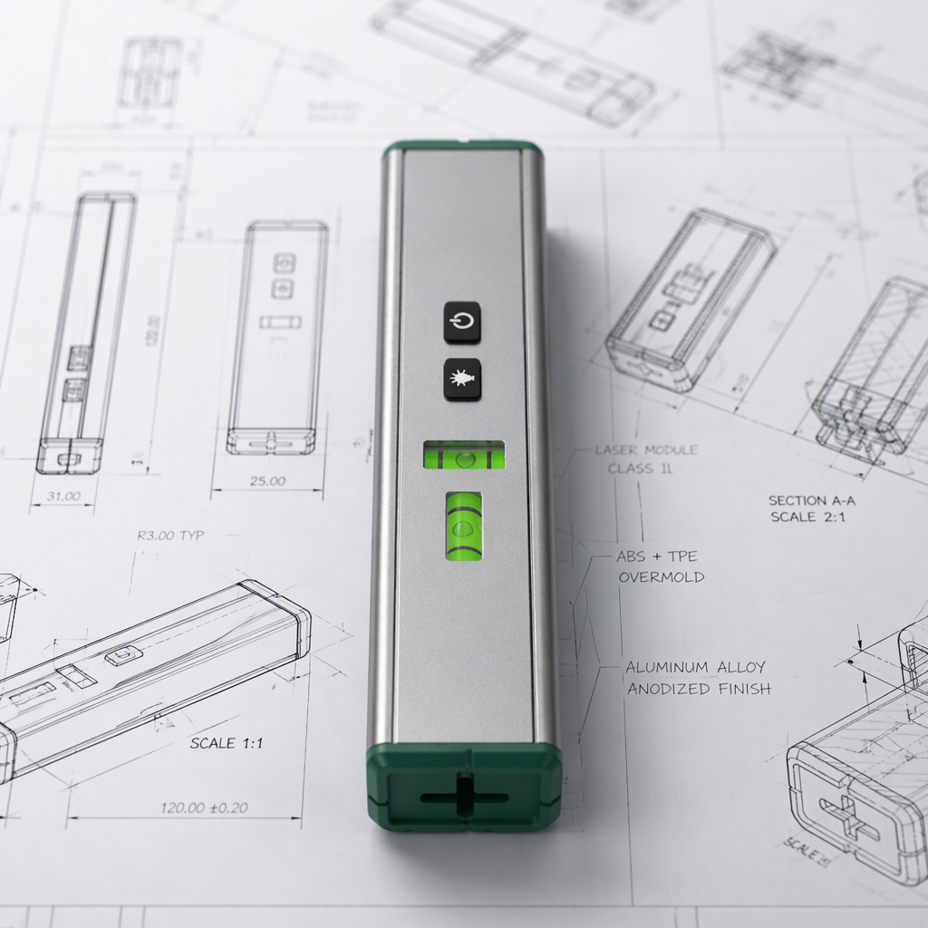 Cross-Line Green 520nm Battery-Powered Class 2 Laser Level Aluminum Alloy Mini Spirit Level Magnetic Back 1/4" Thread Mount image 2
