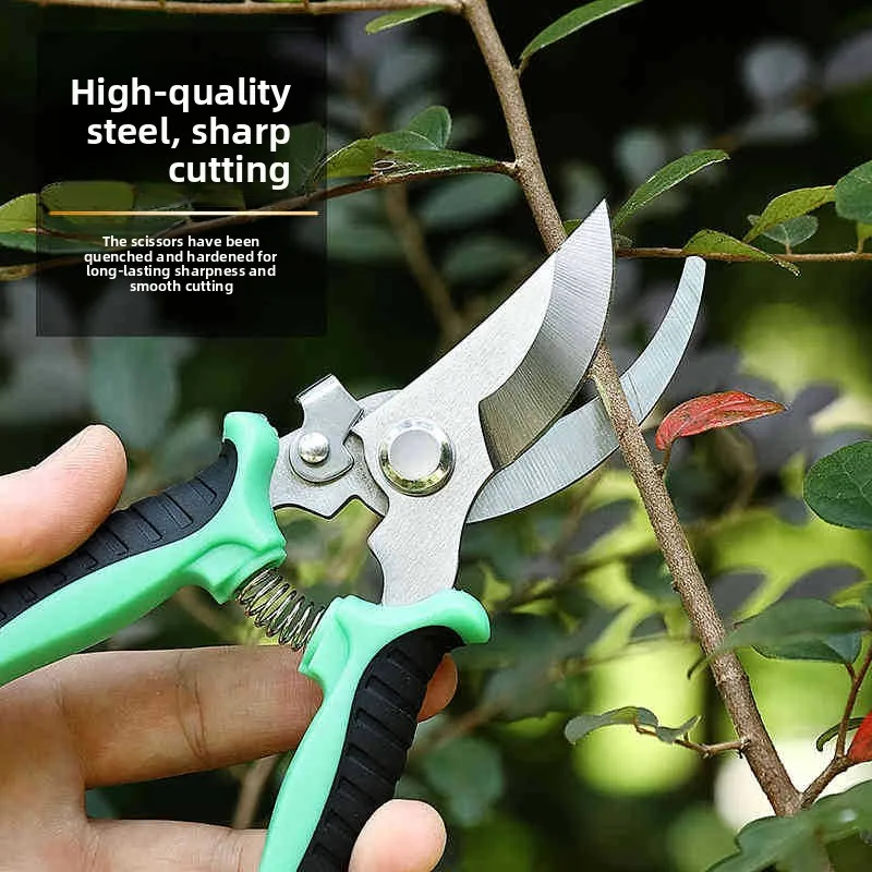 Customizable Industrial-Grade Carbon Steel TST Brand Green Plastic Handle 3-Year Warranty Garden Scissors High Quality Pruning image 3