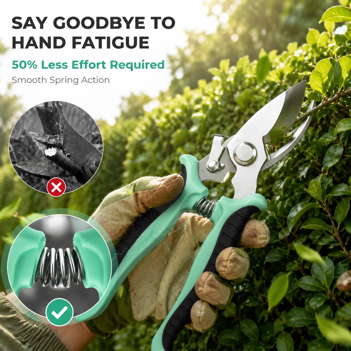 Customizable Industrial-Grade Carbon Steel TST Brand Green Plastic Handle 3-Year Warranty Garden Scissors High Quality Pruning image 5