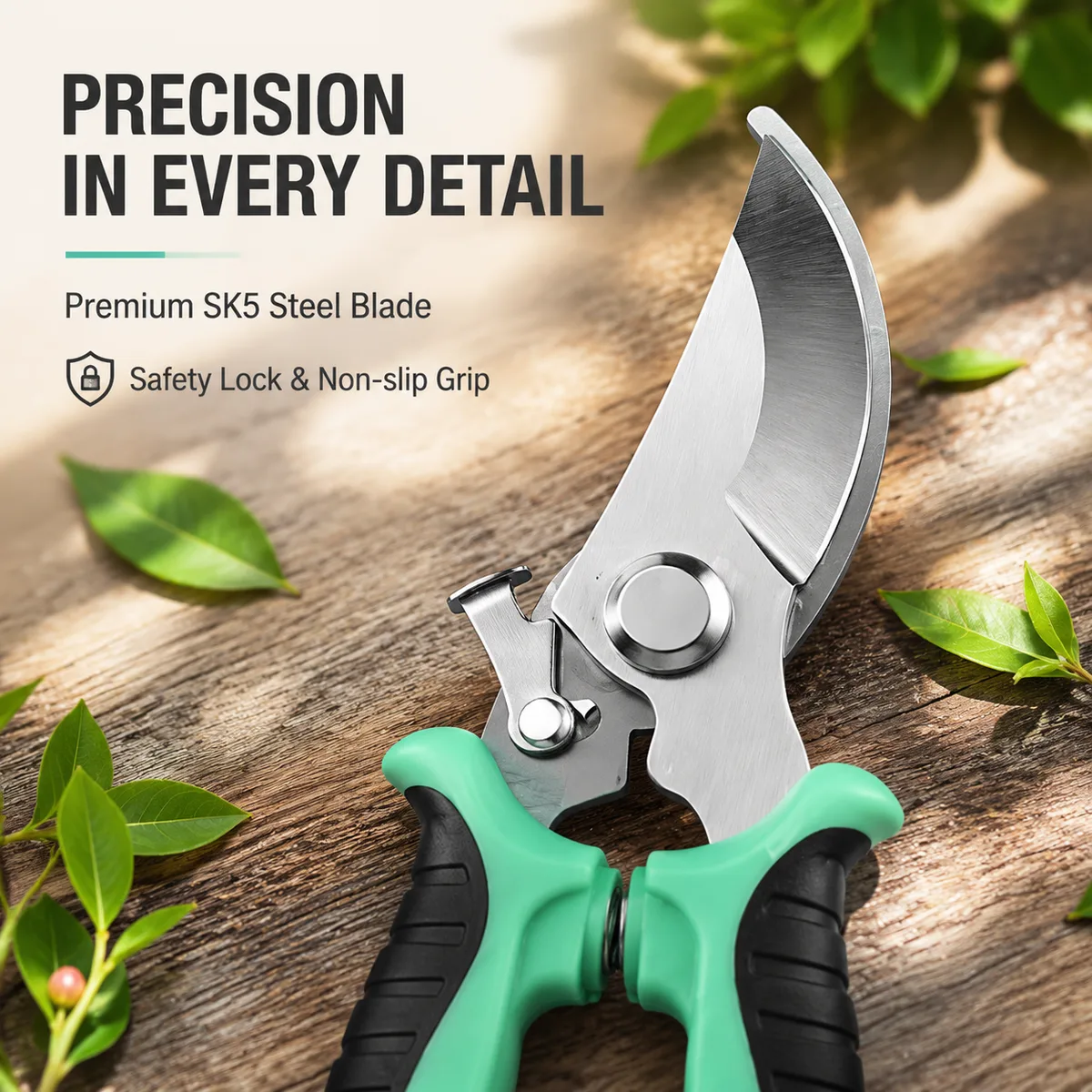 Customizable Industrial-Grade Carbon Steel TST Brand Green Plastic Handle 3-Year Warranty Garden Scissors High Quality Pruning image 6