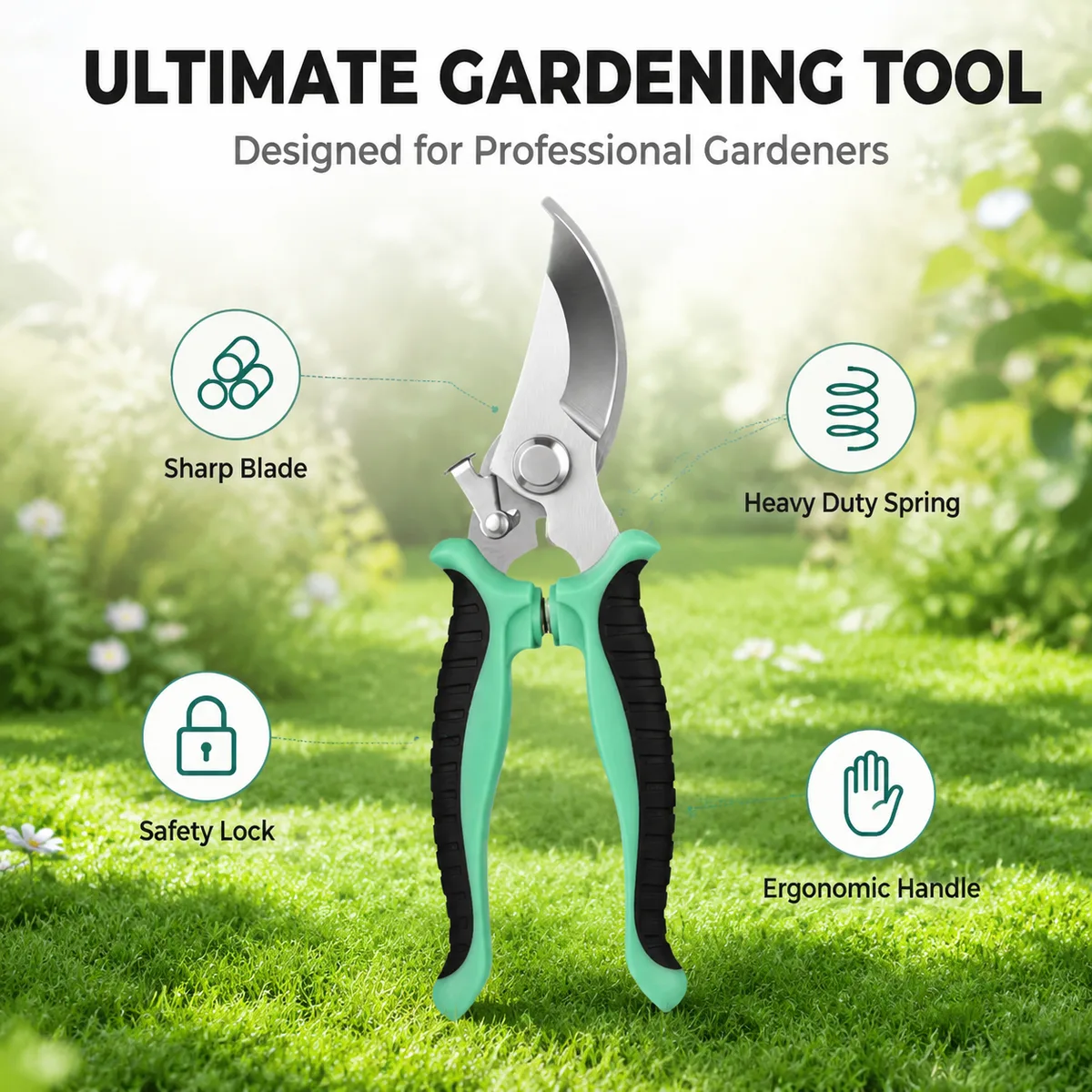 Customizable Industrial-Grade Carbon Steel TST Brand Green Plastic Handle 3-Year Warranty Garden Scissors High Quality Pruning image 7