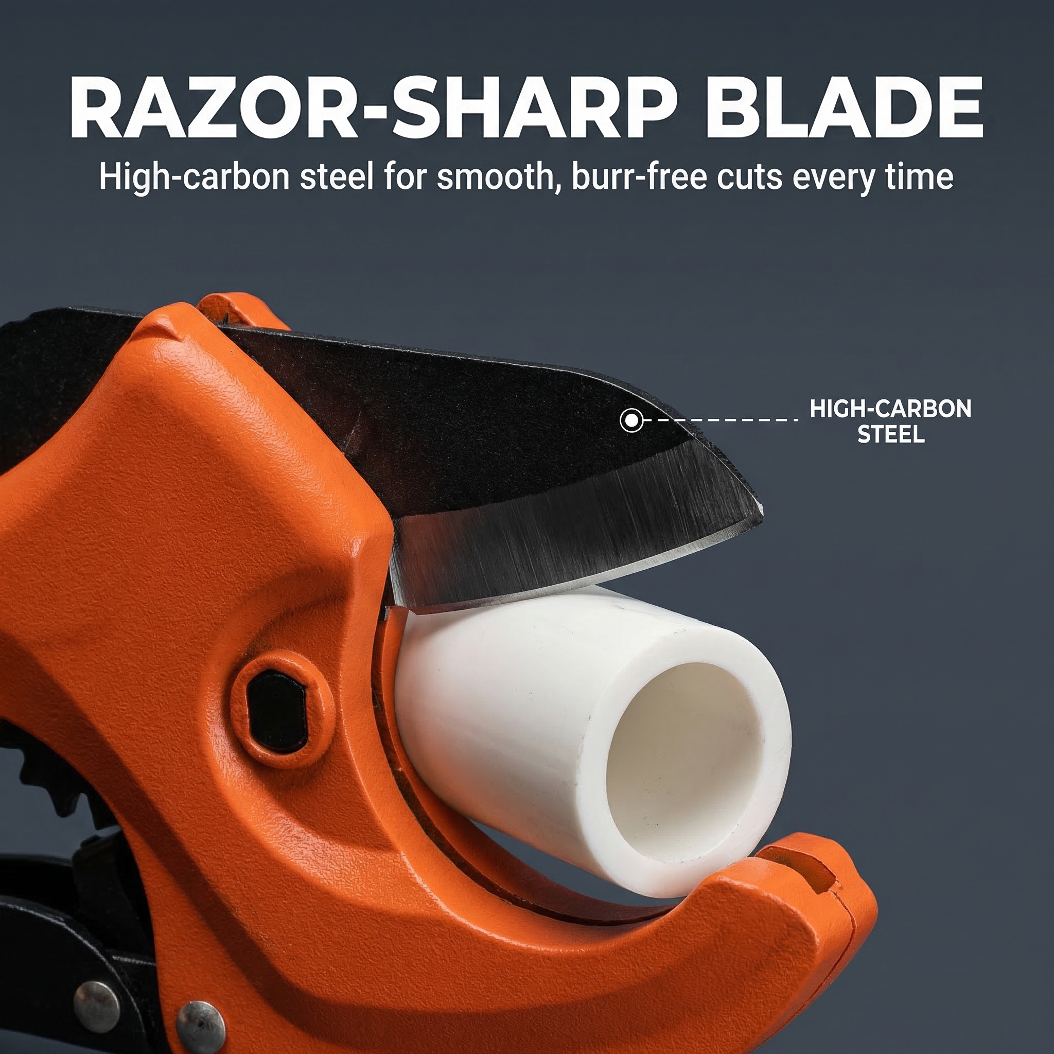 Die-Cast Aluminum Handle Body Clamp-On Pipe Cutter 65Mn Blade HRC 55 Quick-Change Design for Efficient image 6