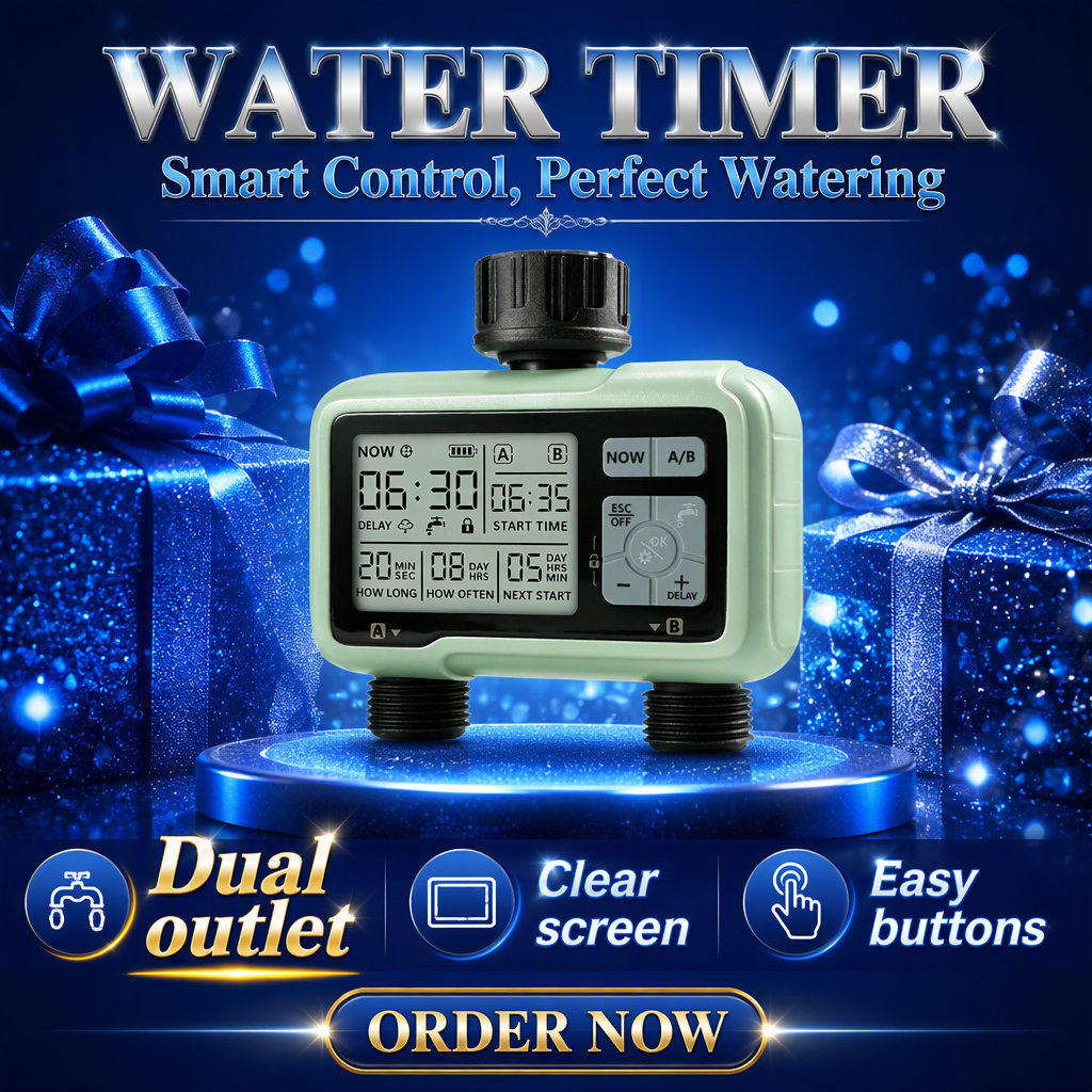 Digital 2 Outlet Water Timer Automatic Irrigation Controller LCD Garden Watering Scheduler for Lawn Drip System image 3