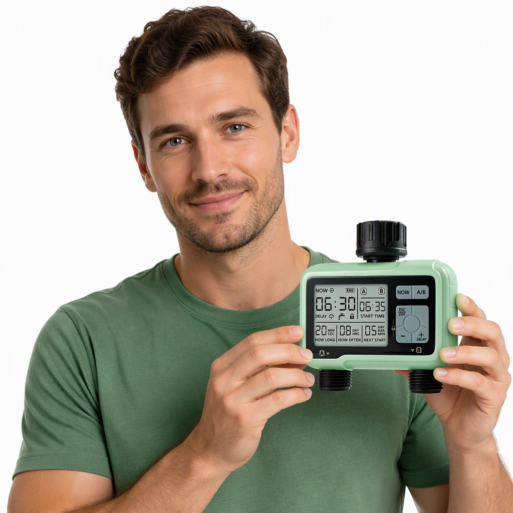 Digital 2 Outlet Water Timer Automatic Irrigation Controller LCD Garden Watering Scheduler for Lawn Drip System image 4