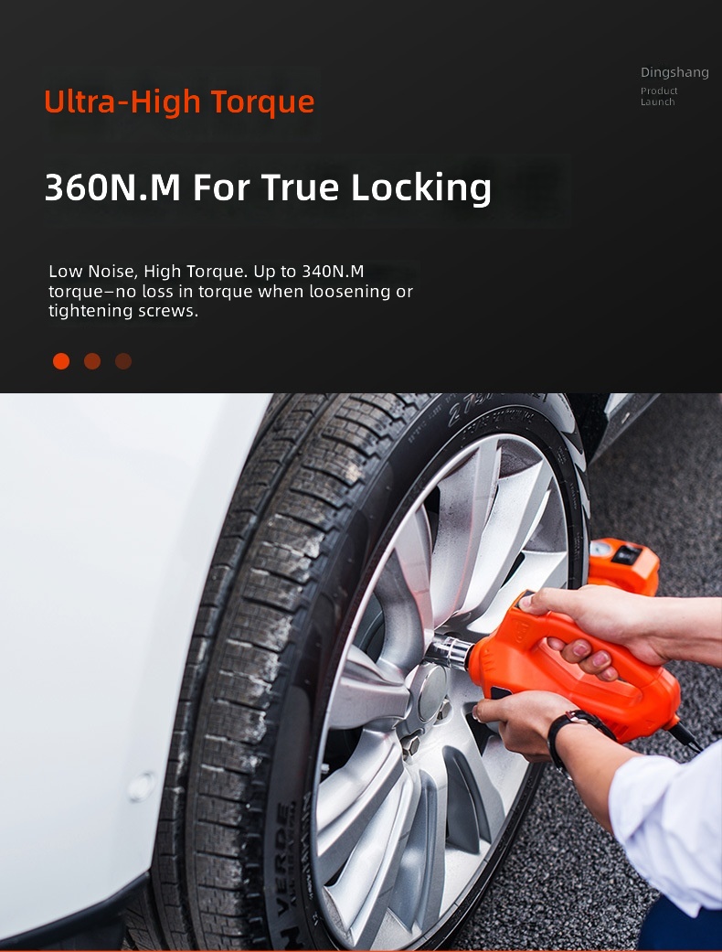 Dingshang Off-Road Dedicated 5T Electric Jack & Air Pump Combo Car Emergency Tool Kit with LED Light 150W 450mm Max Height image 6