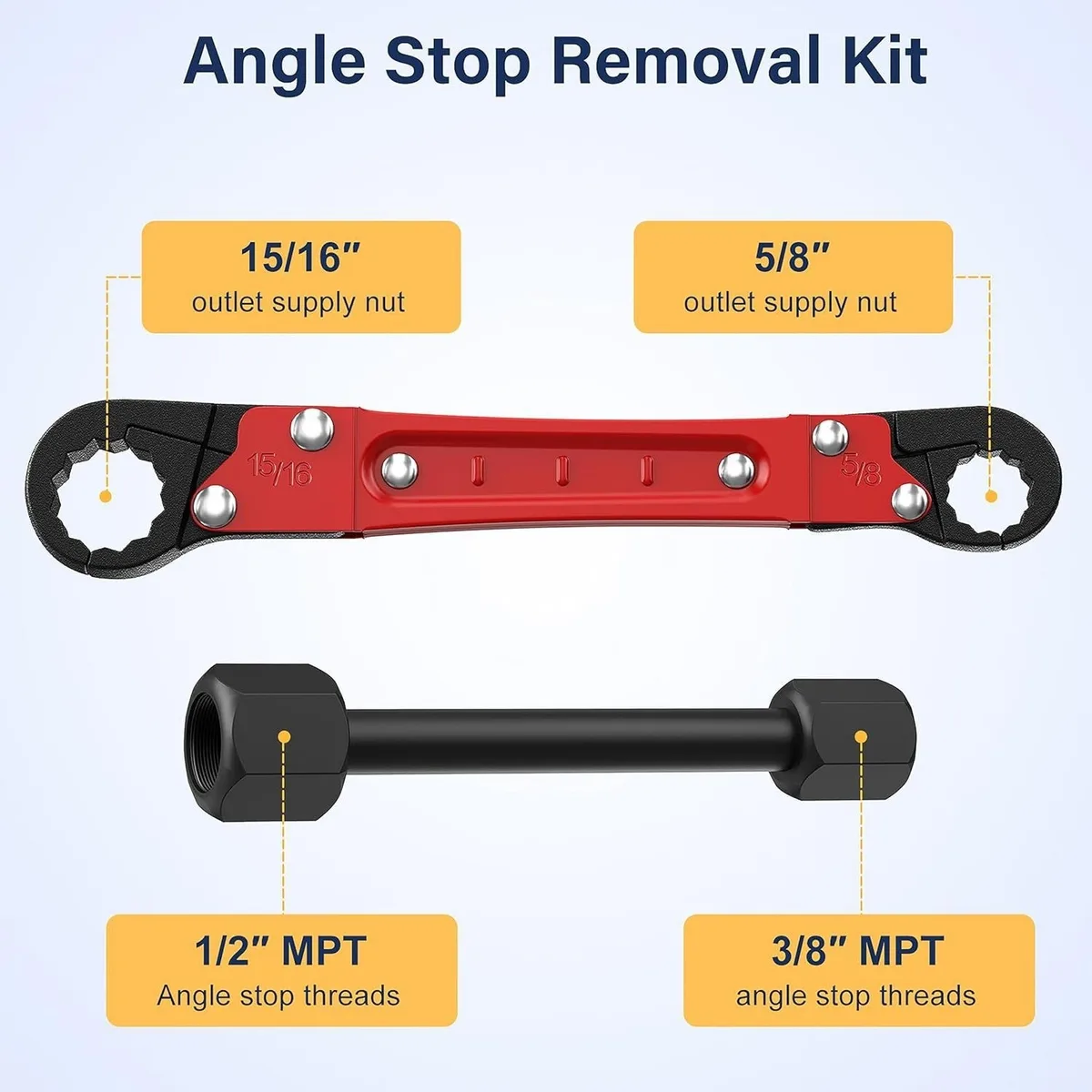 Double-ended Steel Stop Compression Pipe Repair Wrench Tool Set for 3/8 Inch image 4