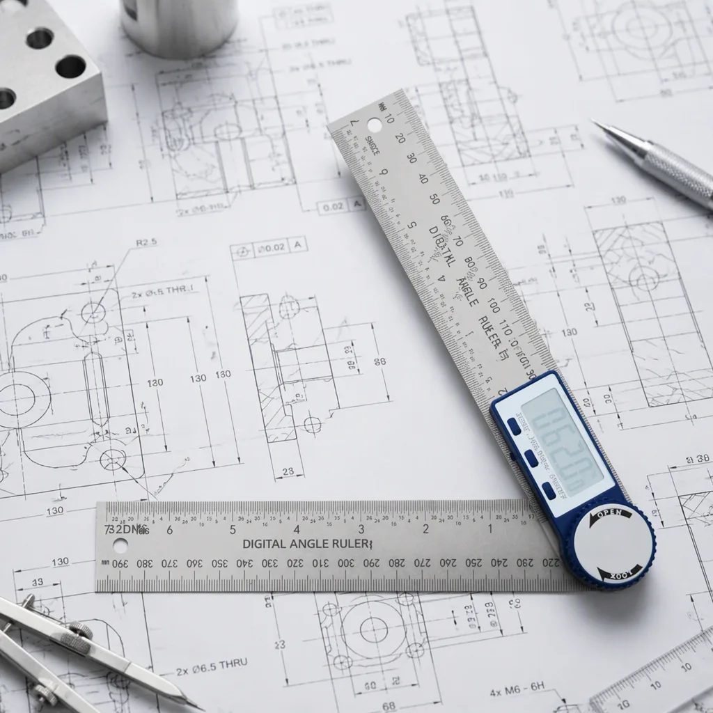 Electronic Digital Angle Ruler High-Precision Universal Protractor Multi-Functional Woodworking Angle Gauge Made China; Stock image 3