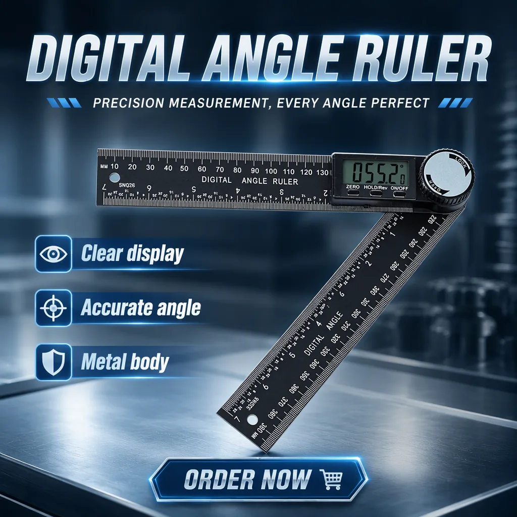 Electronic Digital Angle Ruler High-Precision Universal Protractor Multi-Functional Woodworking Angle Gauge Made China; Stock image 4