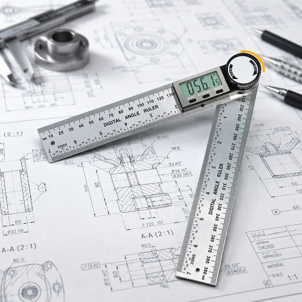 Electronic Digital Angle Ruler High-Precision Universal Protractor Multi-Functional Woodworking Angle Gauge Made China; Stock image 7