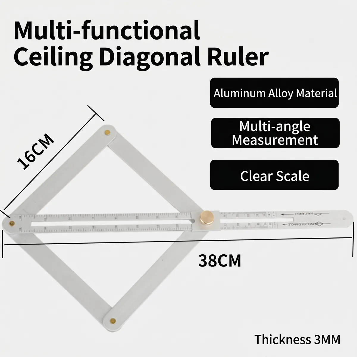 Factory Wholesale Diagonal square Ceiling Angle Ruler Edge-trimming Bevel Gauge Carpenters Internal-external Corner Ruler image 7