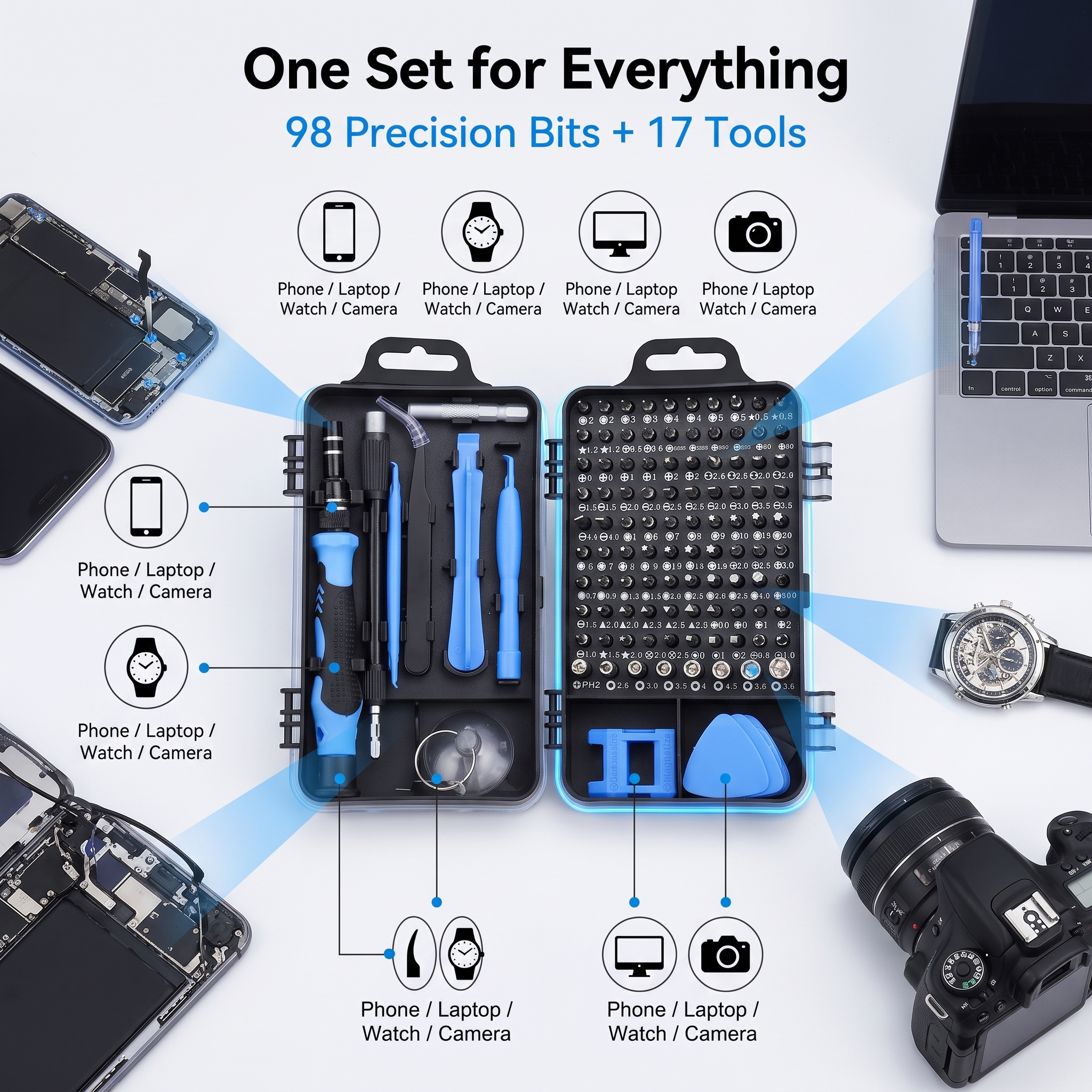 Factory Wholesale Multifunctional Repair Tool Set New 115 1 Screwdriver Bits Watch Phone Repair Screwdriver Kit OEM Customizable image 3