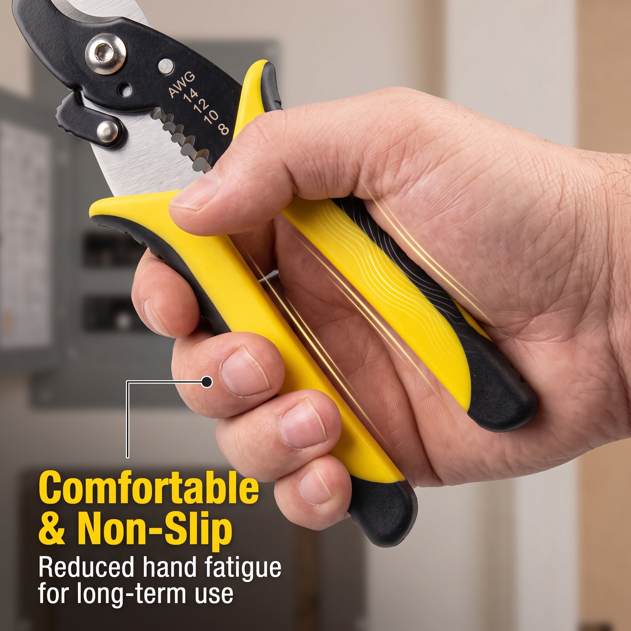 FB6001 Industrial Grade Steel Multi-Functional Wire Stripper Cable Cutting Pliers Soft Grip Handle ESD-Safe Imperial Measurement image 5