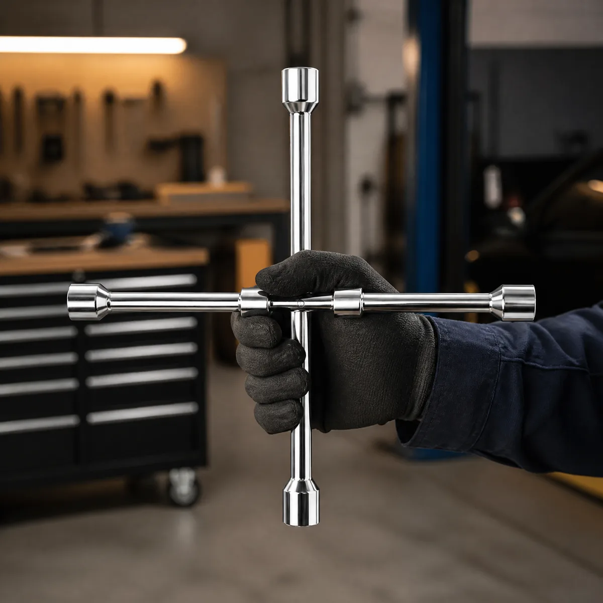 Folding Cross Wrench Labor-Saving Disassembly Tire Wrench Extended Multi-Function Emergency Maintenance Tire Change Tool Alloy image 3