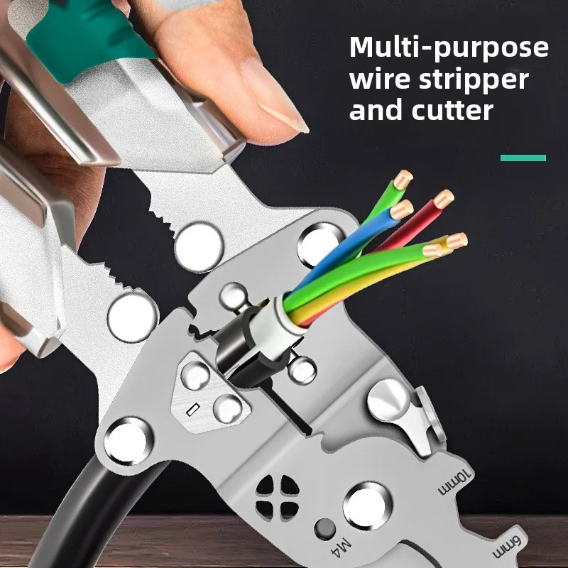 Folding Voltage Tester Screwdriver Wire Stripper Cable Divider Winding Tool Crimping Pliers High-Carbon Steel Folding image 3