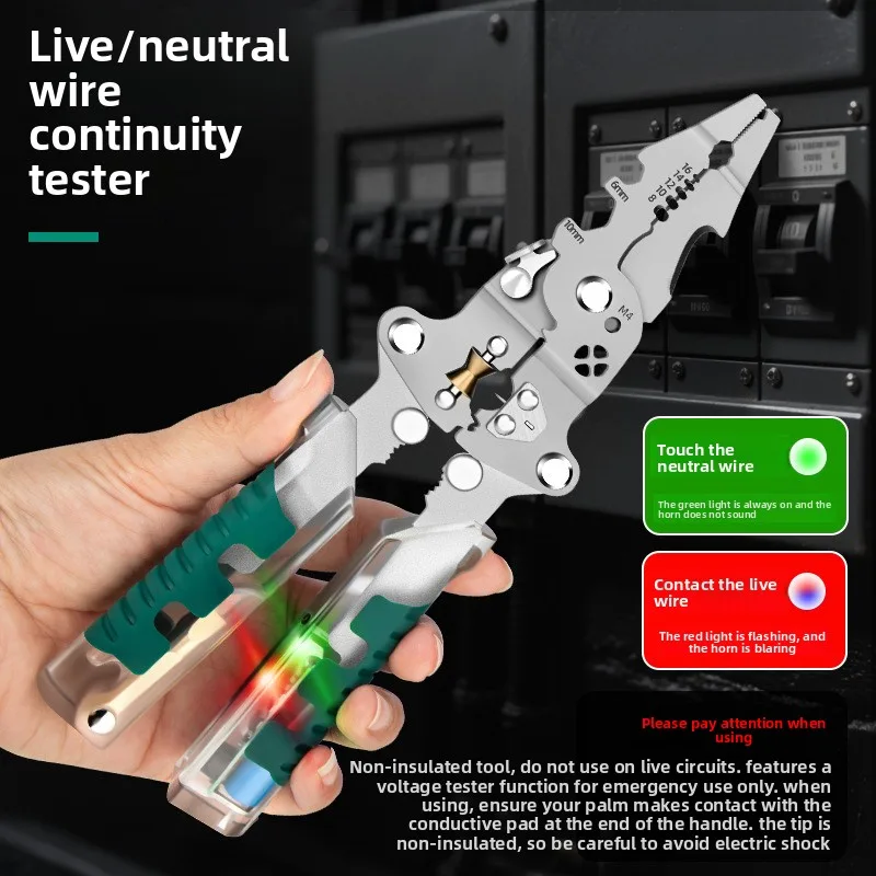 Folding Voltage Tester Screwdriver Wire Stripper Cable Divider Winding Tool Crimping Pliers High-Carbon Steel Folding image 4