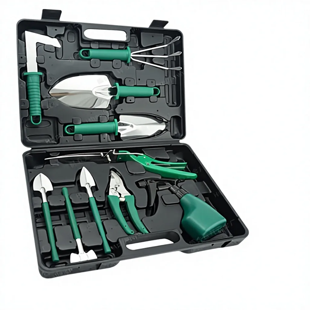 Garden Tool Set Gift Box Pruning Scissors Shovel Rake Hoe Shears Watering Can Ten-piece Set Household Flower image 2
