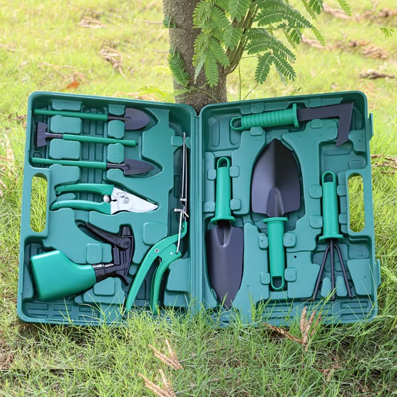 Garden Tool Set Gift Box Pruning Scissors Shovel Rake Hoe Shears Watering Can Ten-piece Set Household Flower image 5