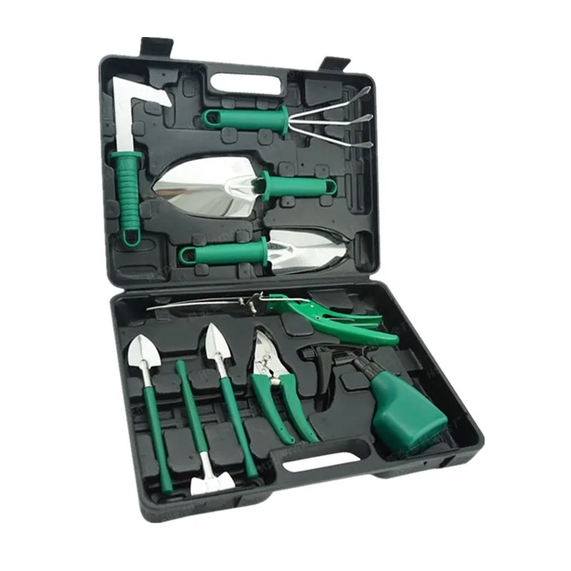Garden Tool Set Gift Box Pruning Scissors Shovel Rake Hoe Shears Watering Can Ten-piece Set Household Flower image 6