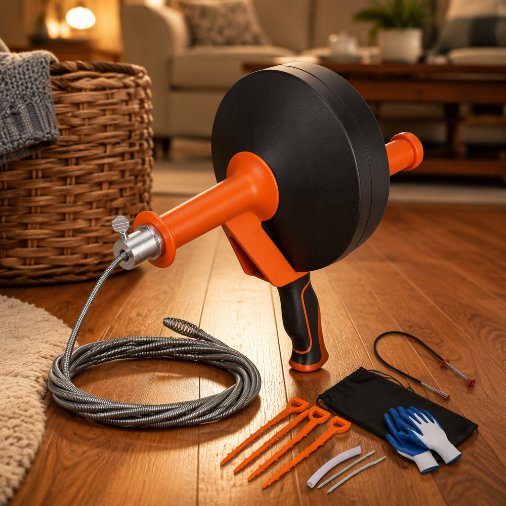 Hand Electric Drain Auger 25 Ft Plumbing Snake With Drill Adapter Flexible Spring Steel Pipe Clog Remover image 4