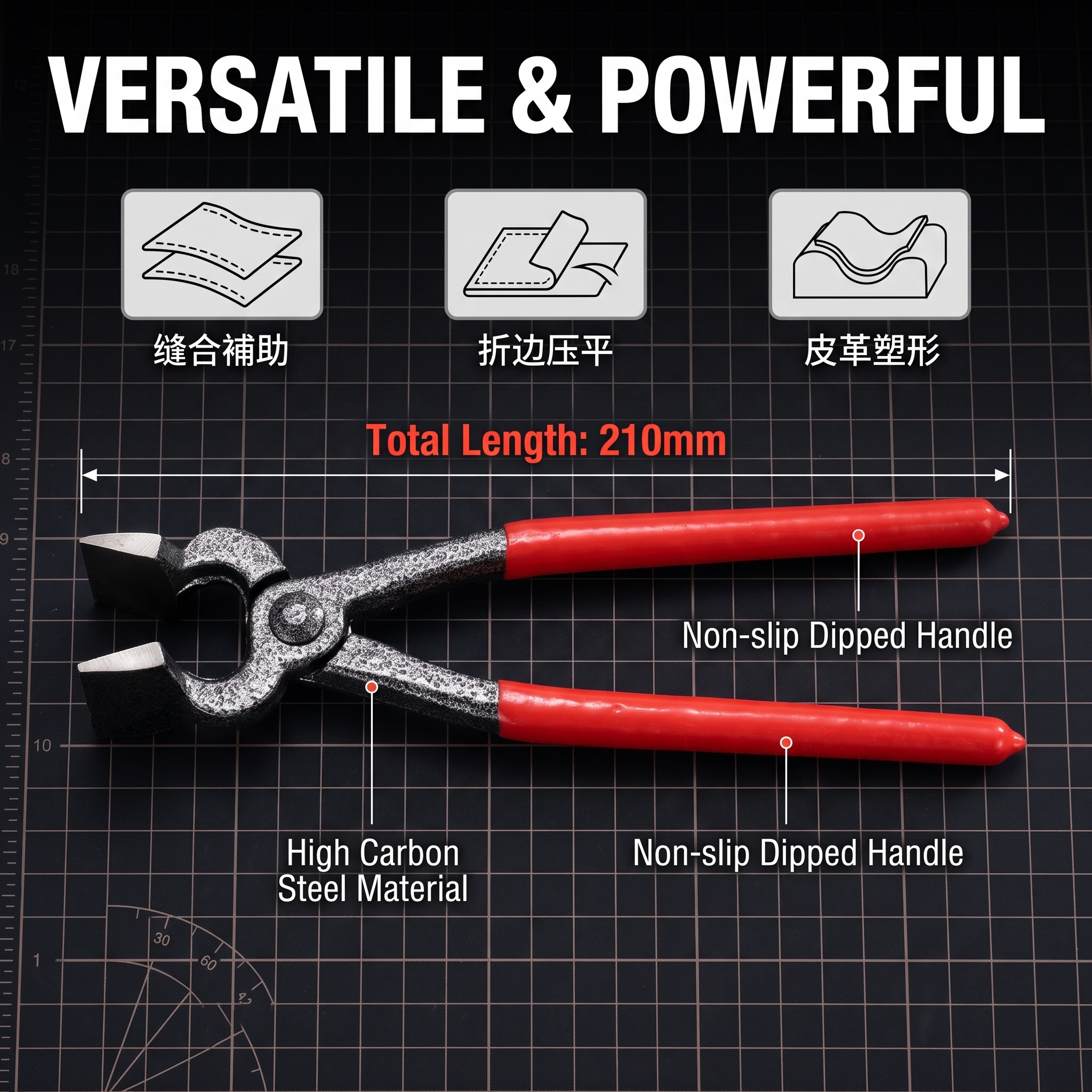 Handmade DIY Leather Edge Pliers Straight Clamping Flat-Nose Edge Folding Pliers Tool Steel China image 6