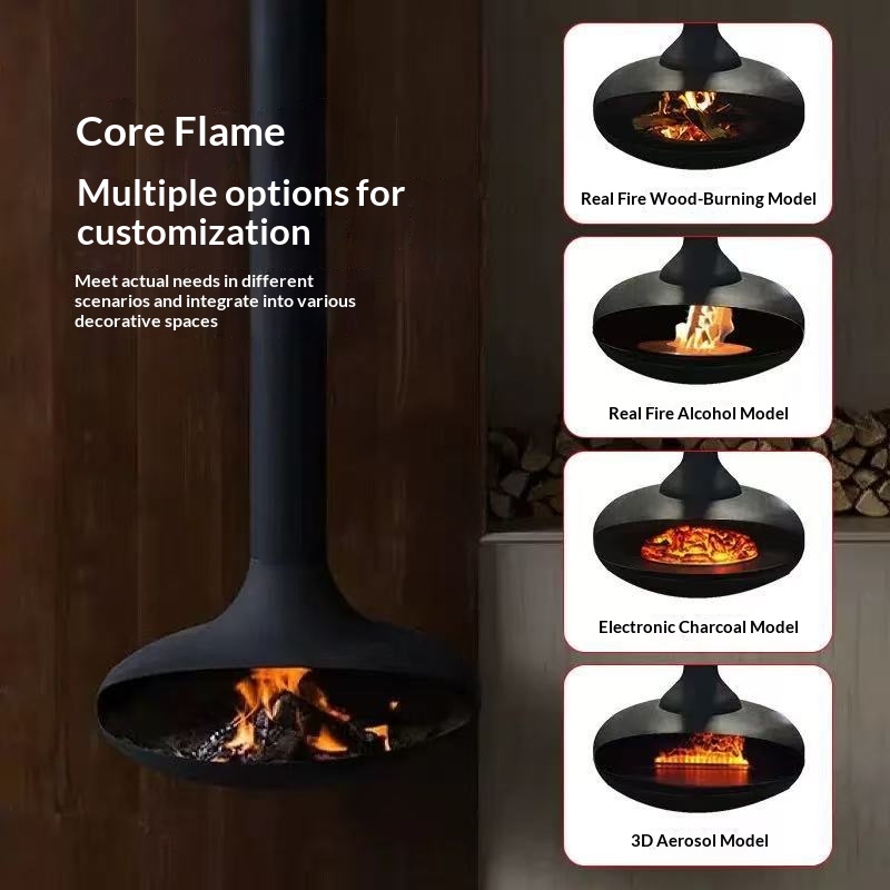 Hanging Fireplace Flying Saucer Metal European Style Decoration Alcohol Stove Villa Homestay Living Room 3D Atomized Atmosphere image 4