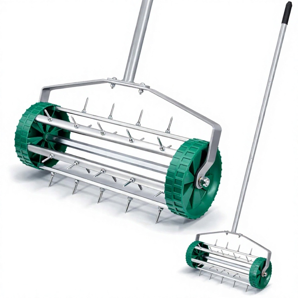 Heavy Duty Garden Rolling Lawn Aerator Metal Spike Aeration Tool with Non Slip Handle for Soil Care image 4