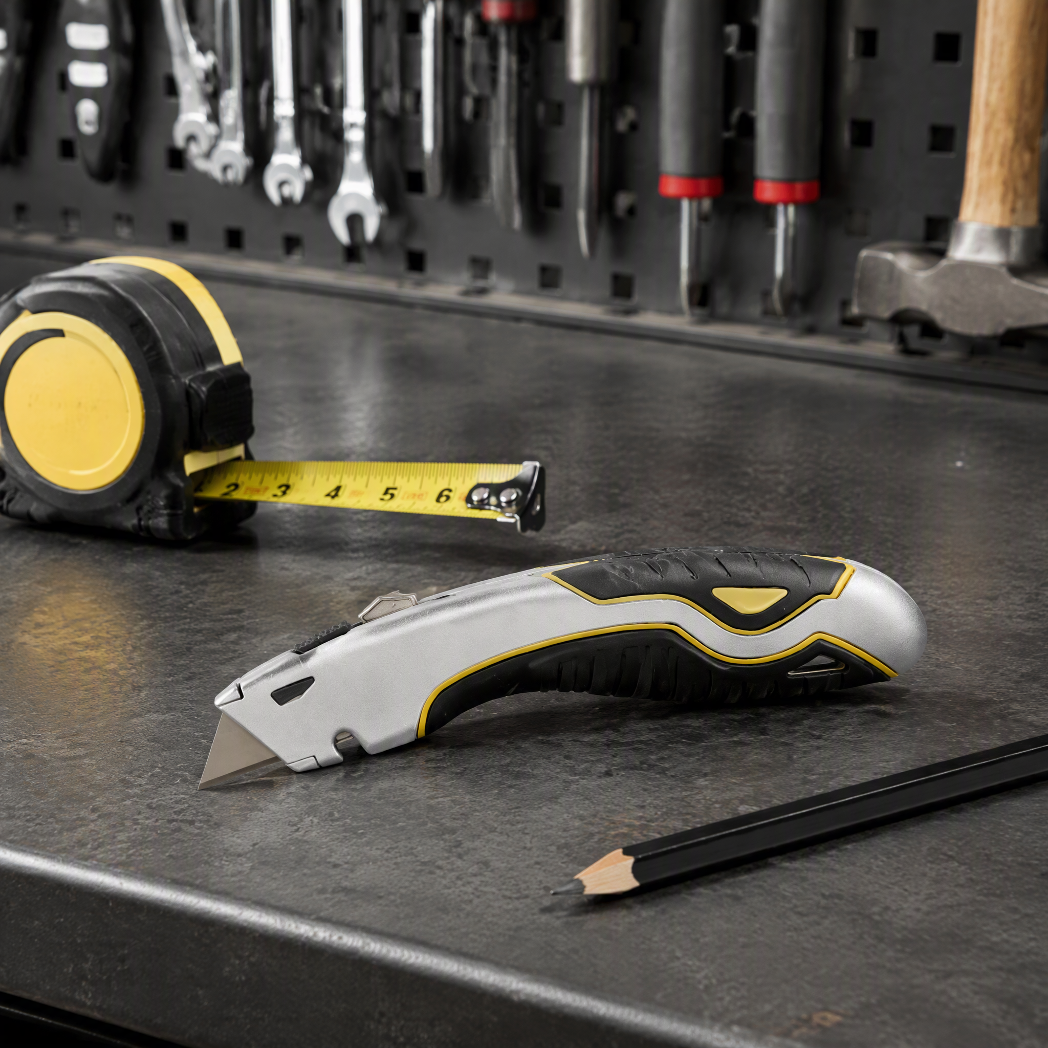 Heavy Duty High Carbon Steel Blade Utility Knife Stainless Steel Handle for Carpet Heavy Cloth Cutting 0.5mm Thick Blade image 4