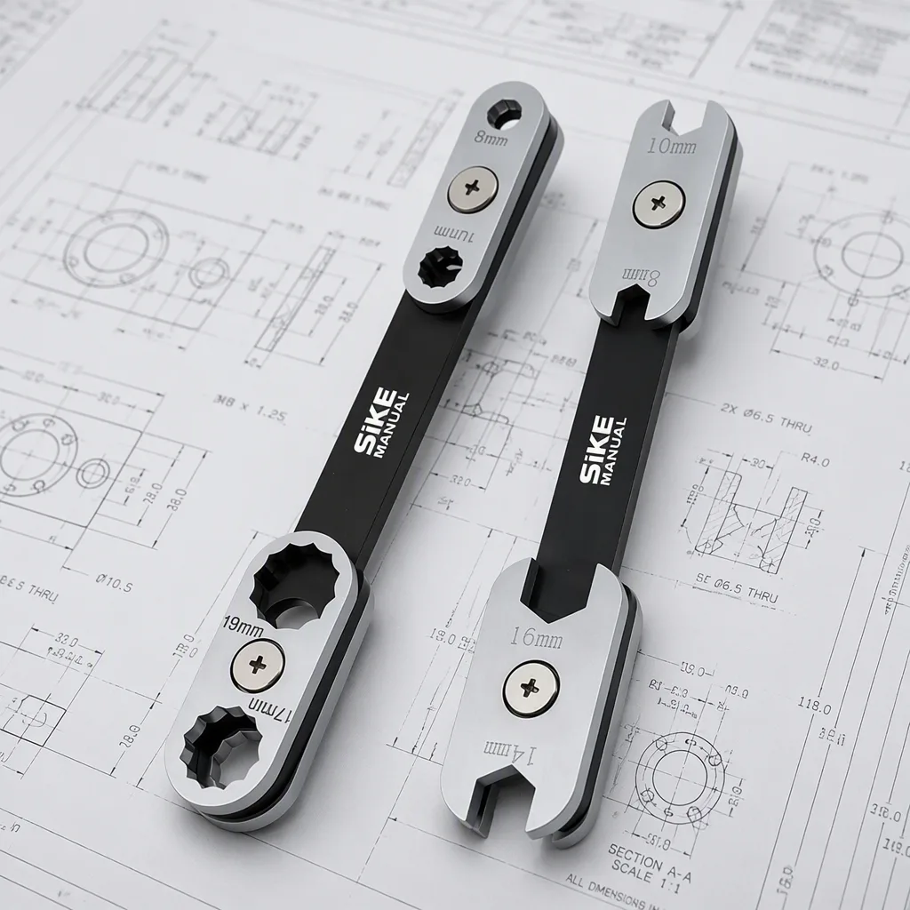 High Hardness Metric Carbon Steel 360 Degree Rotatable Adjustable Eight-in-One Multi-function Thickened Plum Blossom Open OEM image 2