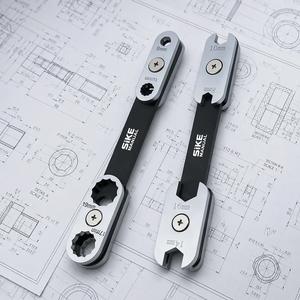 High Hardness Metric Carbon Steel 360 Degree Rotatable Adjustable Eight-in-One Multi-function Thickened Plum Blossom Open OEM image 6