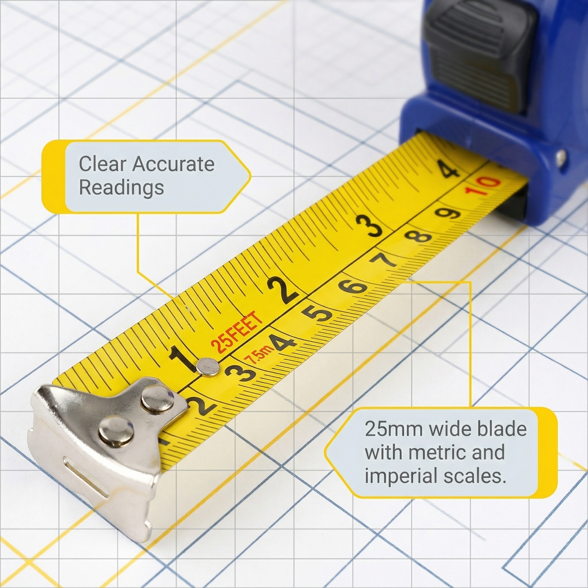 High Precision Self Lock Dual Color ABS Case Matte Wear Resistant Imperial Stainless Steel Blade Professional 5m Tape Measure image 3