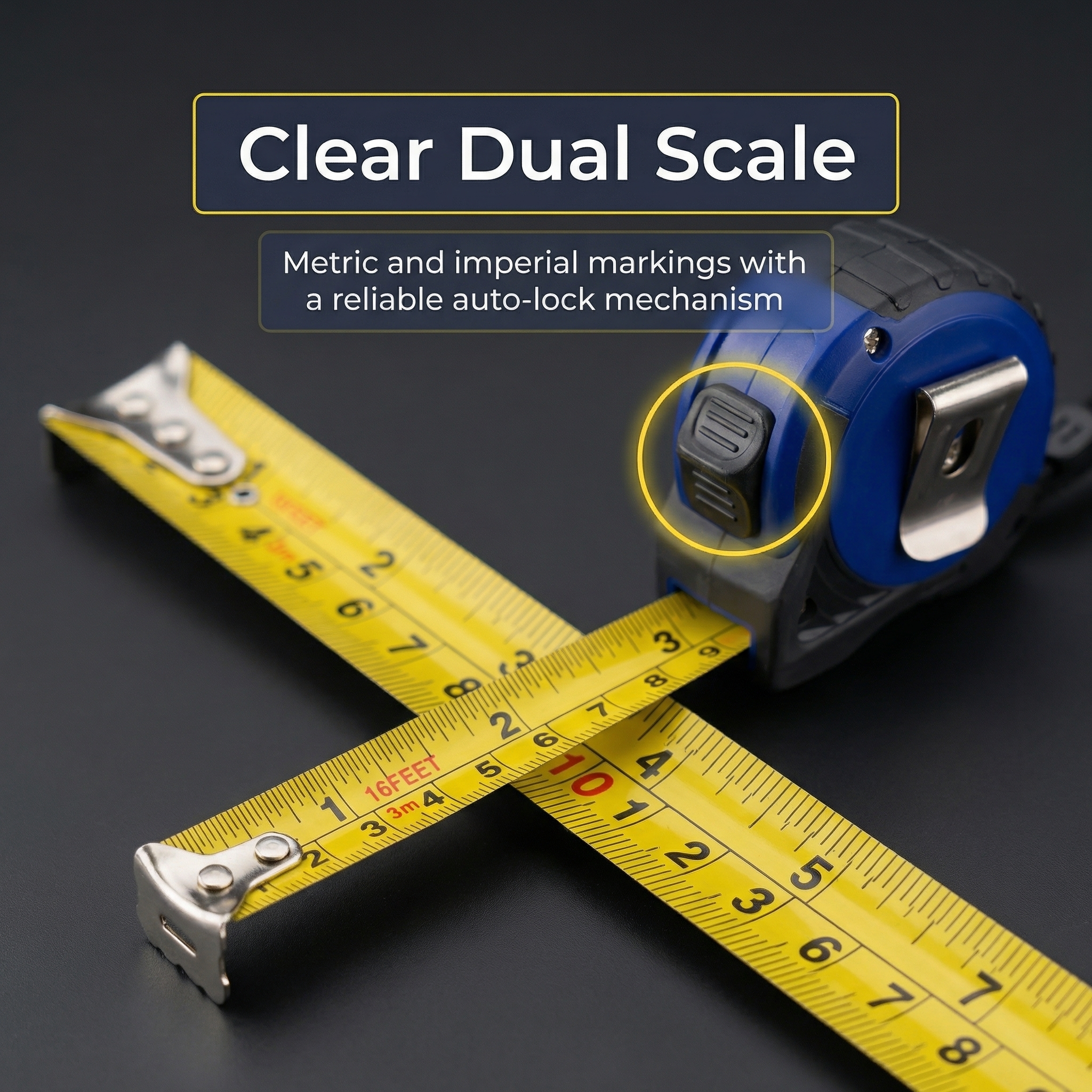 High Precision Self Lock Dual Color ABS Case Matte Wear Resistant Imperial Stainless Steel Professional Tape Measure 5m Bending image 2