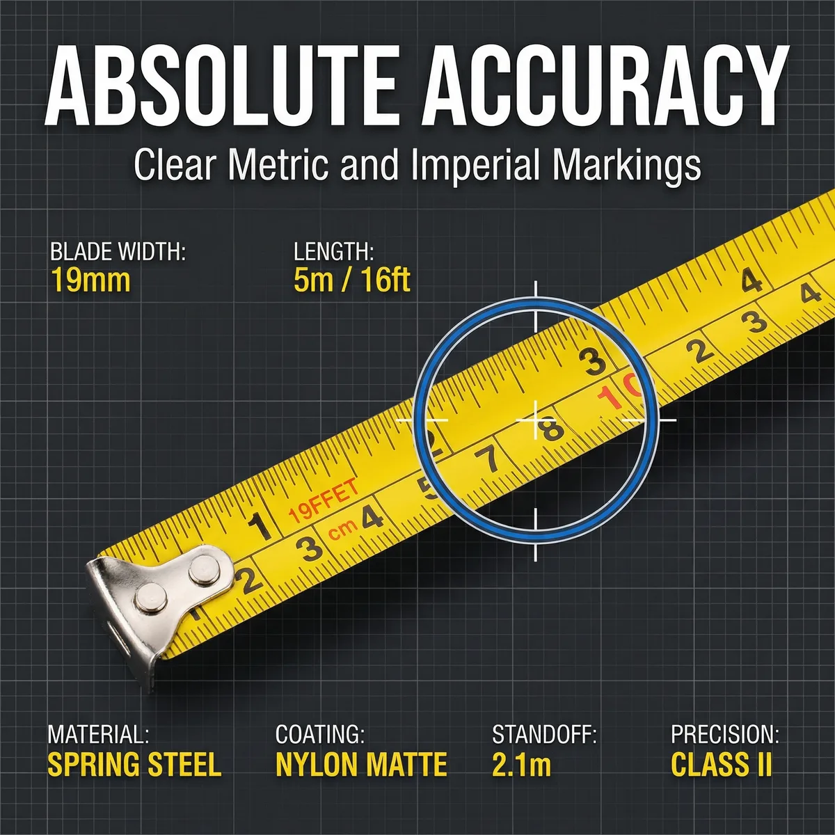 High Precision Self Lock Dual Color ABS Case Matte Wear Resistant Metric Imperial Stainless Steel Tape Measure image 7