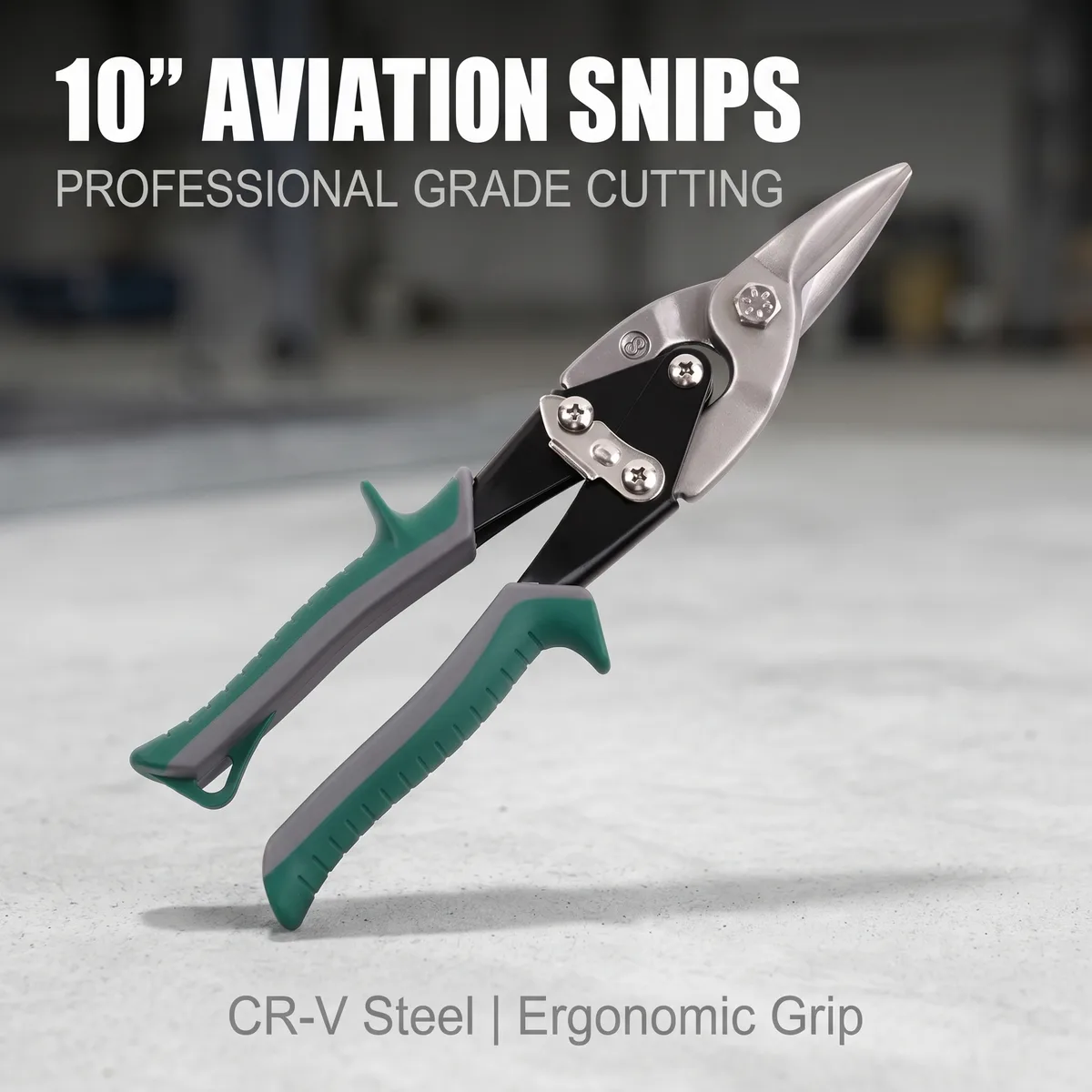 High-quality 10-inch multi-purpose aviation tin snips with straight serrated blades for industrial and DIY use image 3