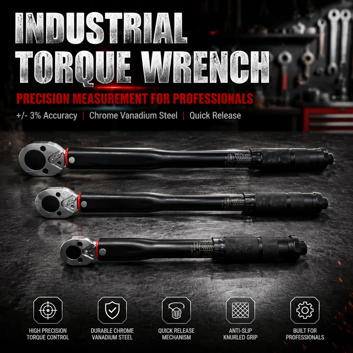 Cr 3pcs 14 38 12 Torque Wrench Set Diy image 5