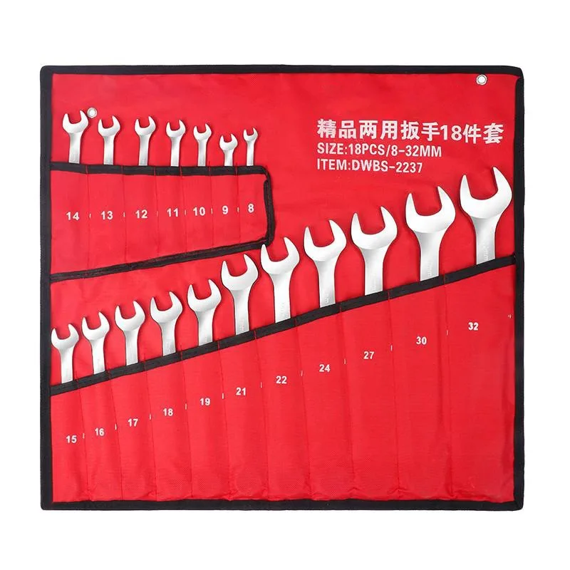 High Quality Industrial Grade Metric Chrome Vanadium Steel OEM Universal Multi Function Adjustable Double End Spanner Wrench Set image 2