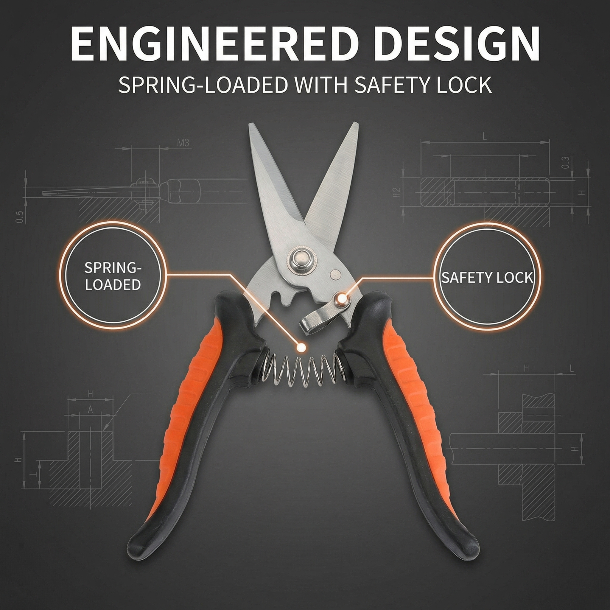 High Quality TRP Handle Manual Electrician Scissors Multi-Purpose Cutting Shearing Smooth Stainless Steel DIY Grade Sharp Tip image 2