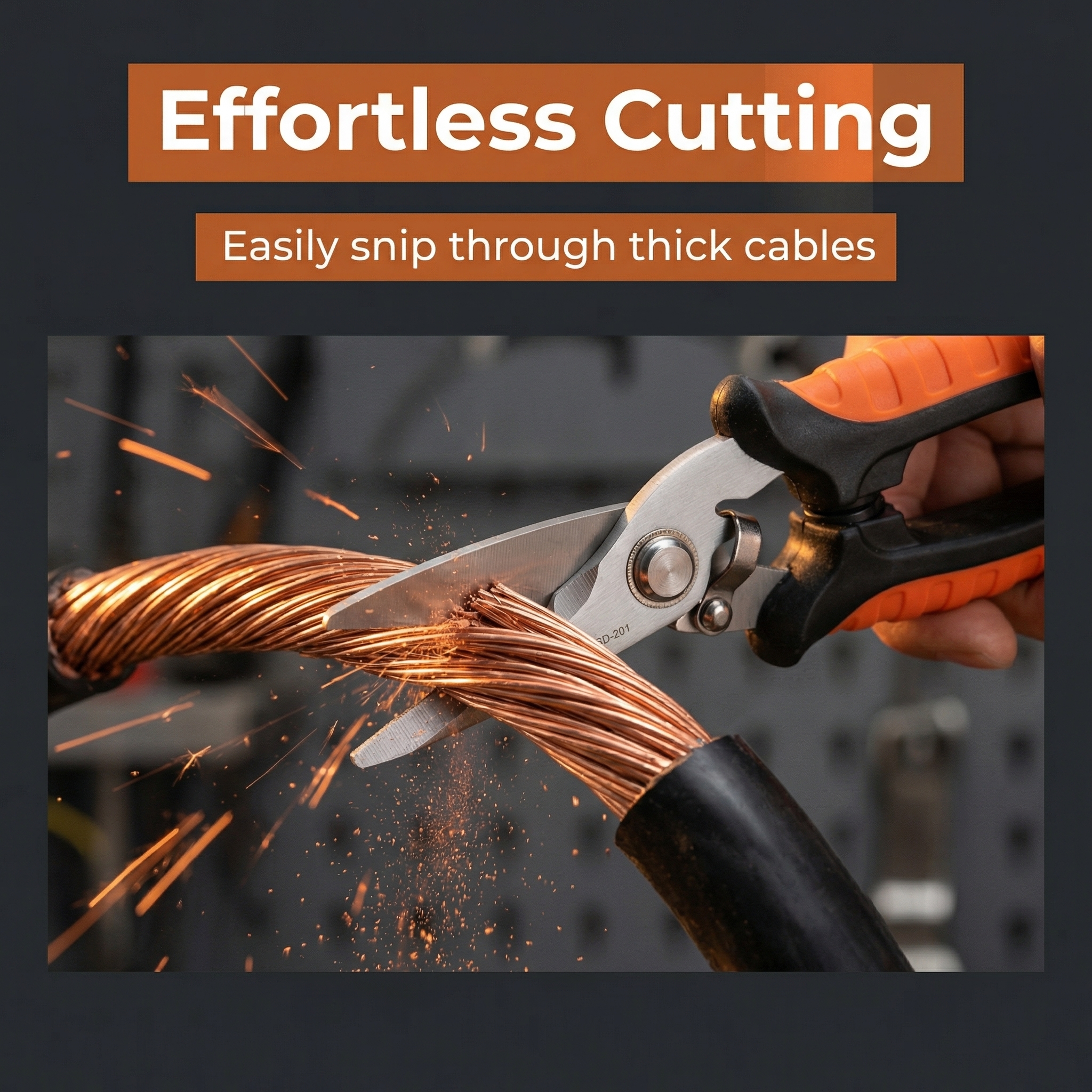 High Quality TRP Handle Manual Electrician Scissors Multi-Purpose Cutting Shearing Smooth Stainless Steel DIY Grade Sharp Tip image 3