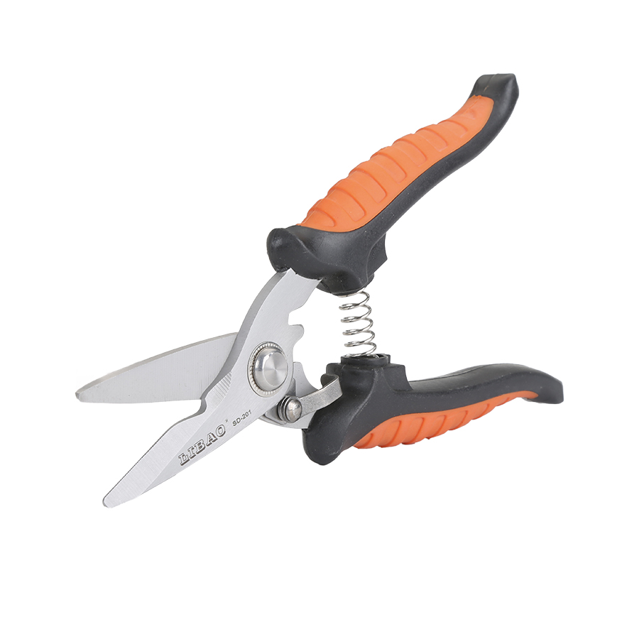 High Quality TRP Handle Manual Electrician Scissors Multi-Purpose Cutting Shearing Smooth Stainless Steel DIY Grade Sharp Tip