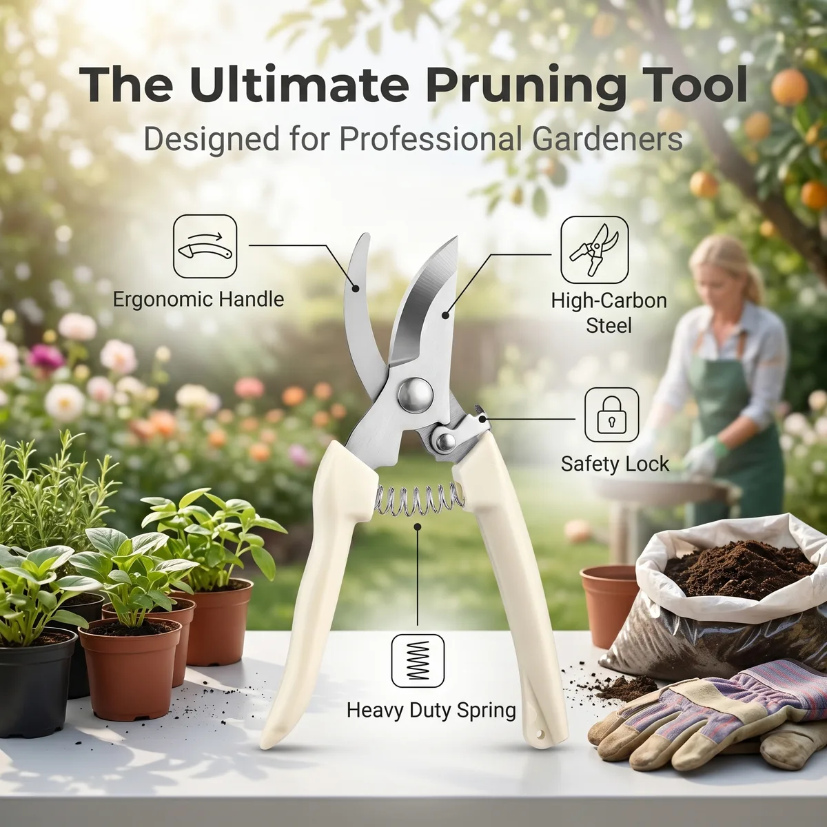 Hot Sale High Carbon Steel Pruning Scissors Industrial Grade Garden Pruners with Plastic Handle Tree Pruners Plant Cutting Tools image 7