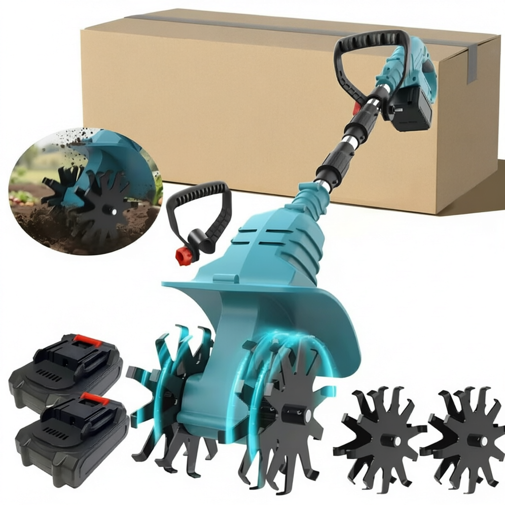 Hustech Cordless Rotary Tiller Brushless Mini Cultivator Handheld Soil Loosening Weeding Tool for Garden Planting