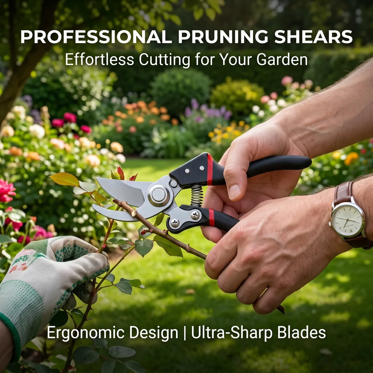 HYSTIC DIY Industrial Bypass Pruning Shears Ratchet Soft Grip Plastic Handle for Thick Twigs Fruits Garden Potted Trees Care image 3