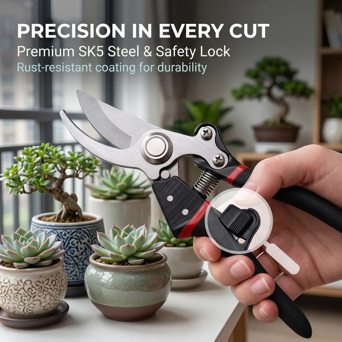 HYSTIC DIY Industrial Bypass Pruning Shears Ratchet Soft Grip Plastic Handle for Thick Twigs Fruits Garden Potted Trees Care image 4