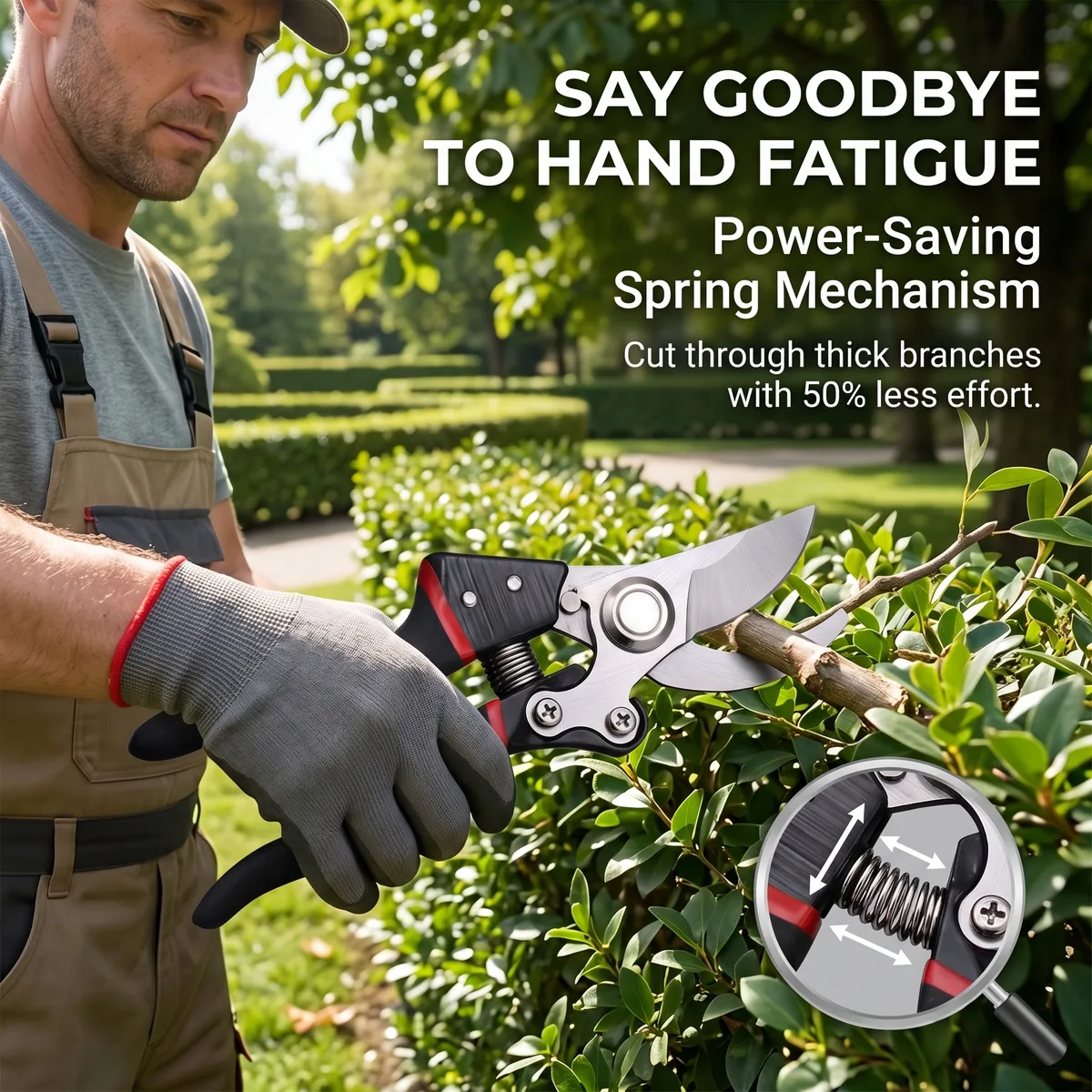 HYSTIC DIY Industrial Bypass Pruning Shears Ratchet Soft Grip Plastic Handle for Thick Twigs Fruits Garden Potted Trees Care image 7
