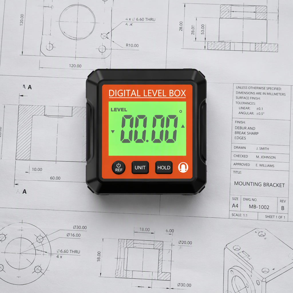 Industrial DIY Digital Display Inclinometer Range Accuracy Dual Red Laser Four Sided Magnetic Goniometer Leveling AAA Battery image 2