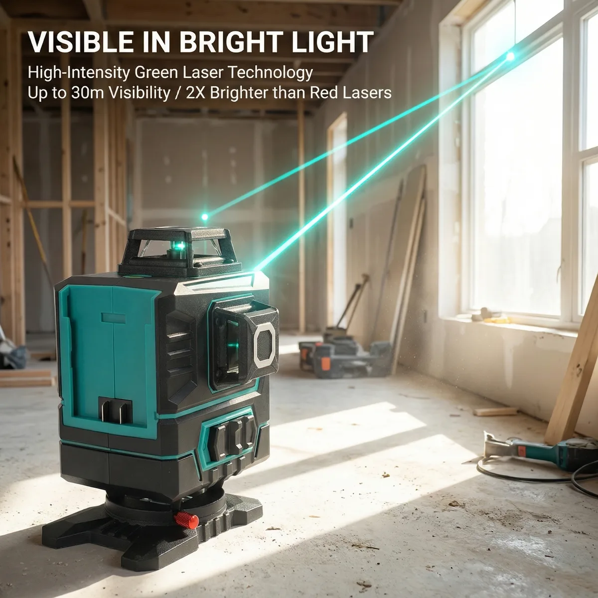 Industrial & DIY Grade Green Beam Cross Line 4-Dot Laser Level Tripod with Self-Leveling Pulse Mode for Picture Hanging Tiling image 6