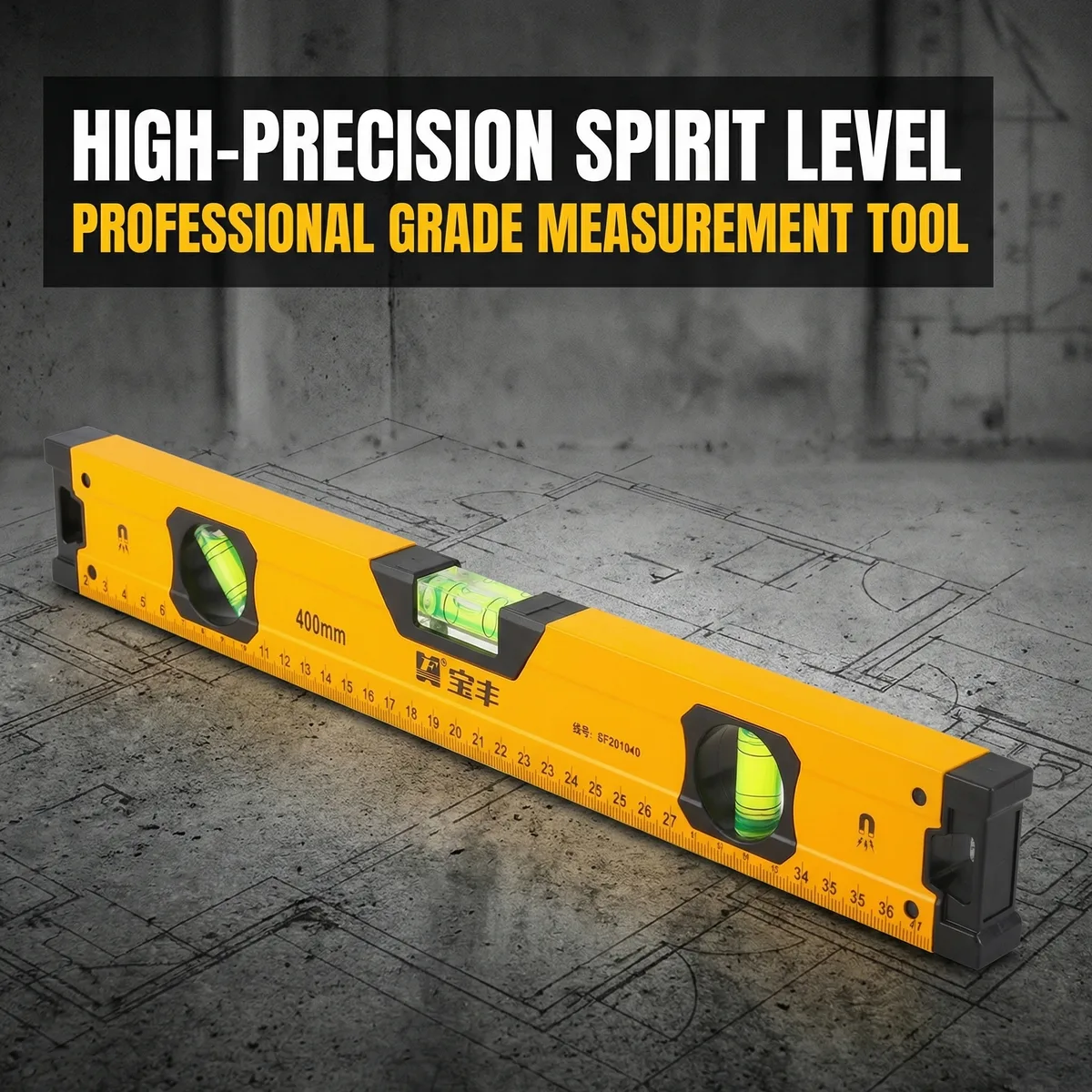 Industrial-Grade 400mm Spirit Level with +/-10mm Accuracy 4-Point Magnet 360 Emission Angle Tile Thickness 0.5mm image 4